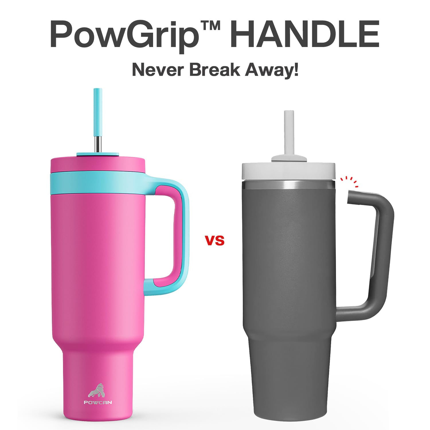 Powcan 50 onzas tumbler con aislamiento doble para bebidas frías sin condensación