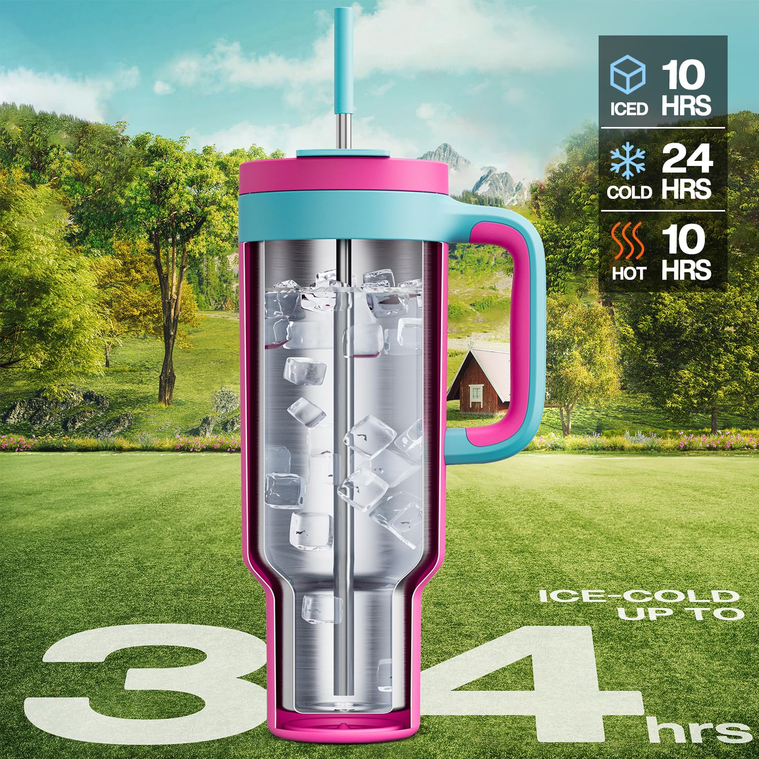 Powcan 50 onzas tumbler con tapa dos-en-uno para beber o sellar sin fugas