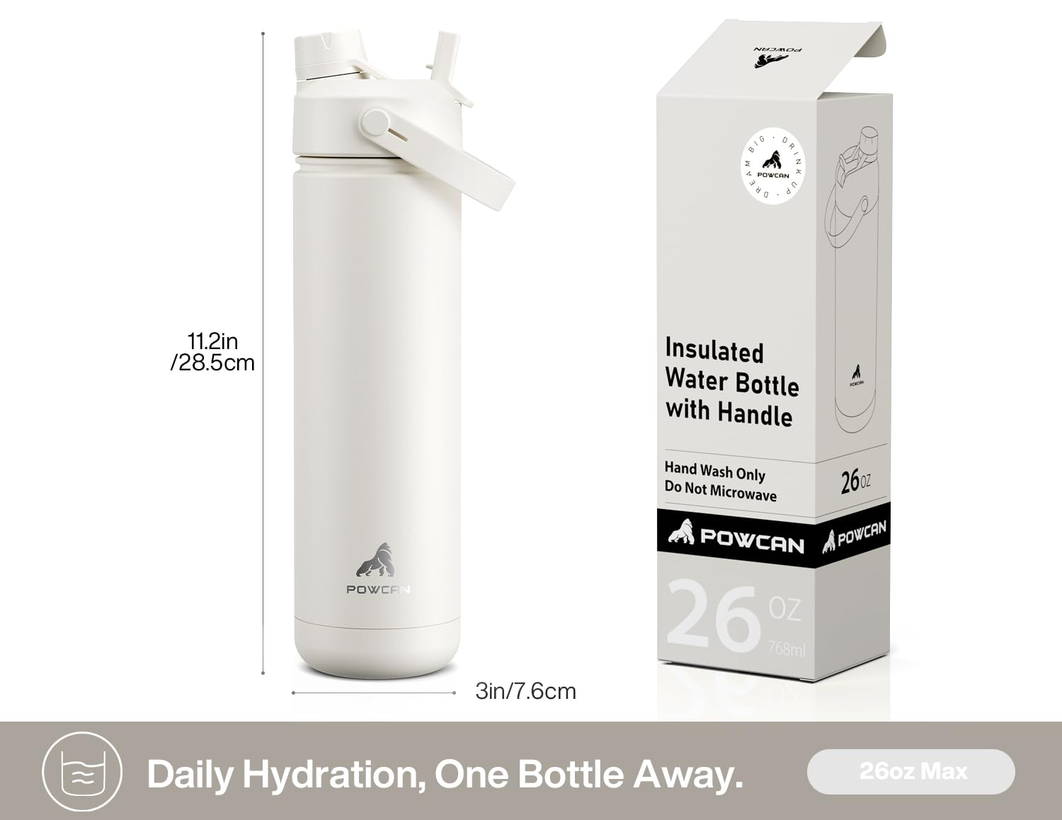 POWCAN acero inoxidable 18/8, sin BPA y sabor neutro.