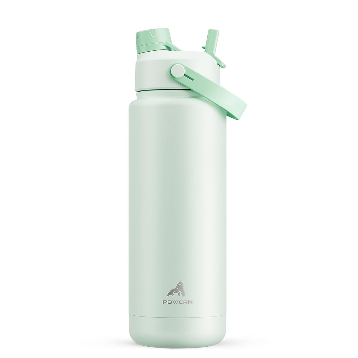 POWCAN botella aislada 32oz menta, vista frontal para bebidas frías todo el día