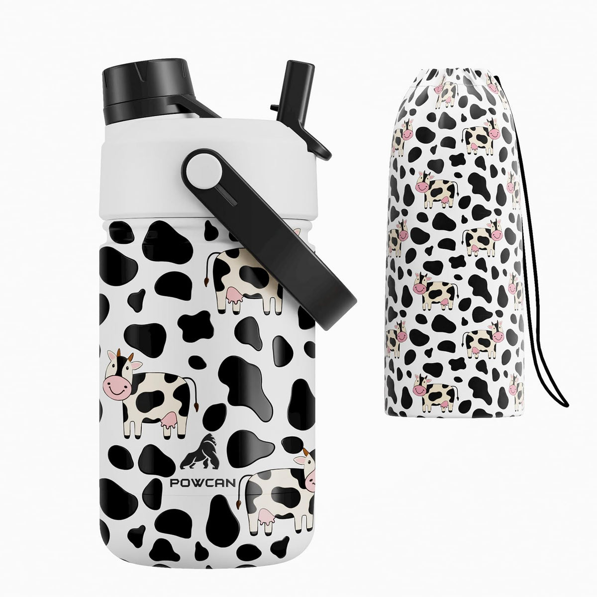 Botella POWCAN infantil en acero inoxidable 12 oz, duradera para juego
