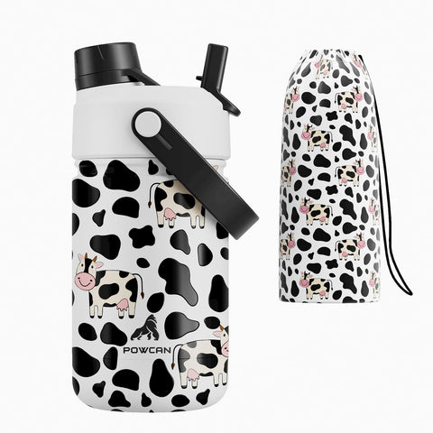 Botella POWCAN infantil en acero inoxidable 12 oz, duradera para juego