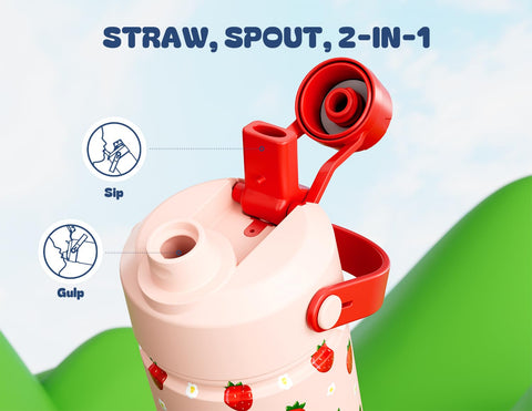 PowCan botella para niños con agarre cómodo para manos pequeñas.