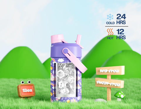 Aislamiento doble POWCAN Unicorn Jam mantiene bebidas frías por 24 horas