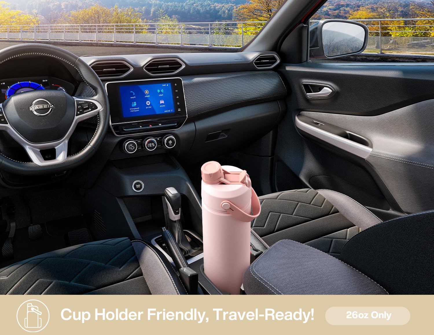Powcan diseño para porta-botellas de coche para viaje cómodo