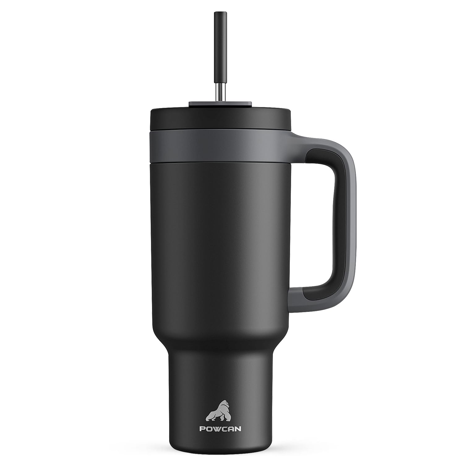 POWCAN vaso térmico 40 onzas con manija, ideal para viaje y uso diario.