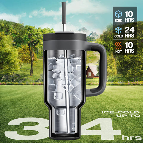 POWCAN vaso térmico con tapa 2 en 1 y pajita para beber cómodo.