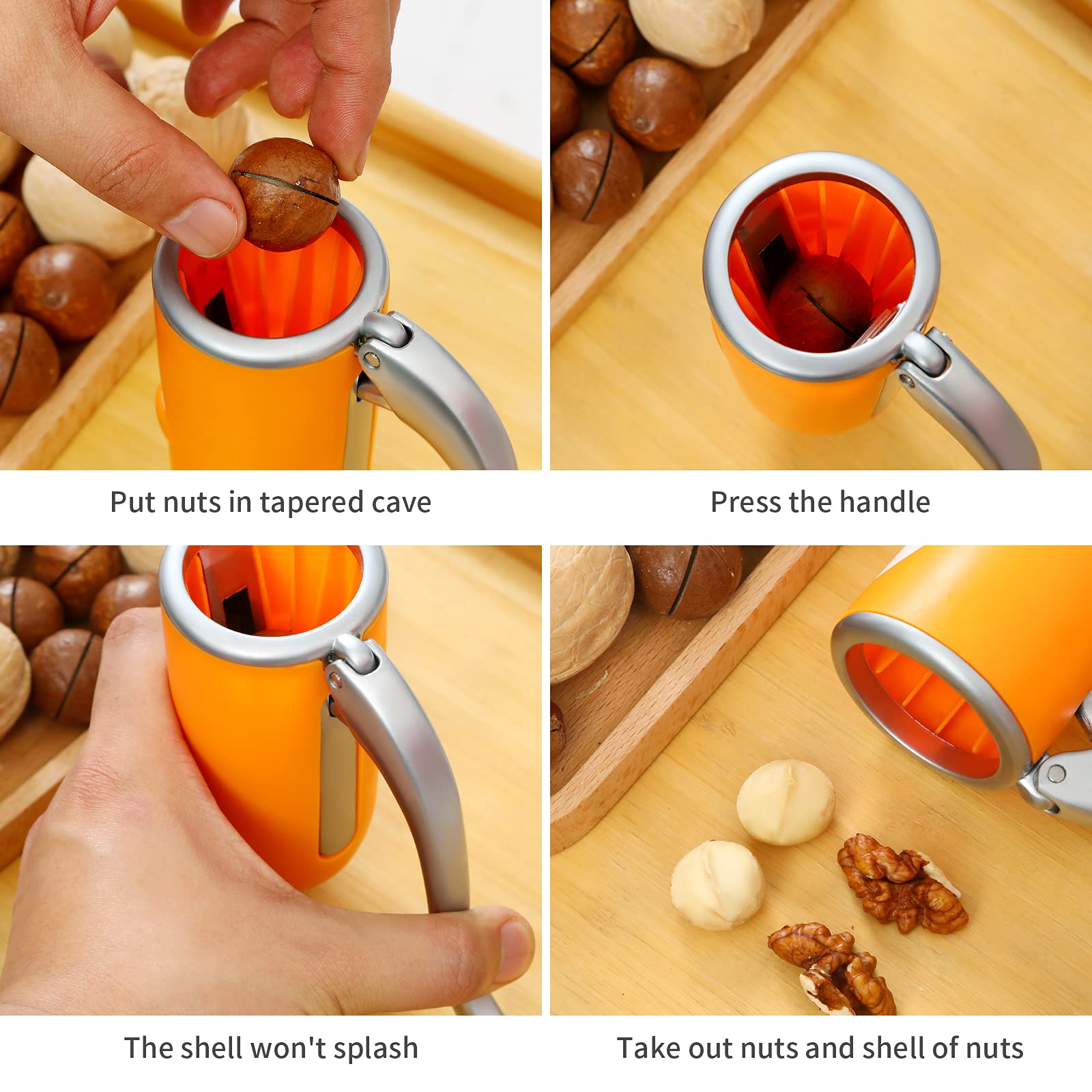 PowerOY abre nueces pecán con agarre firme y seguro.