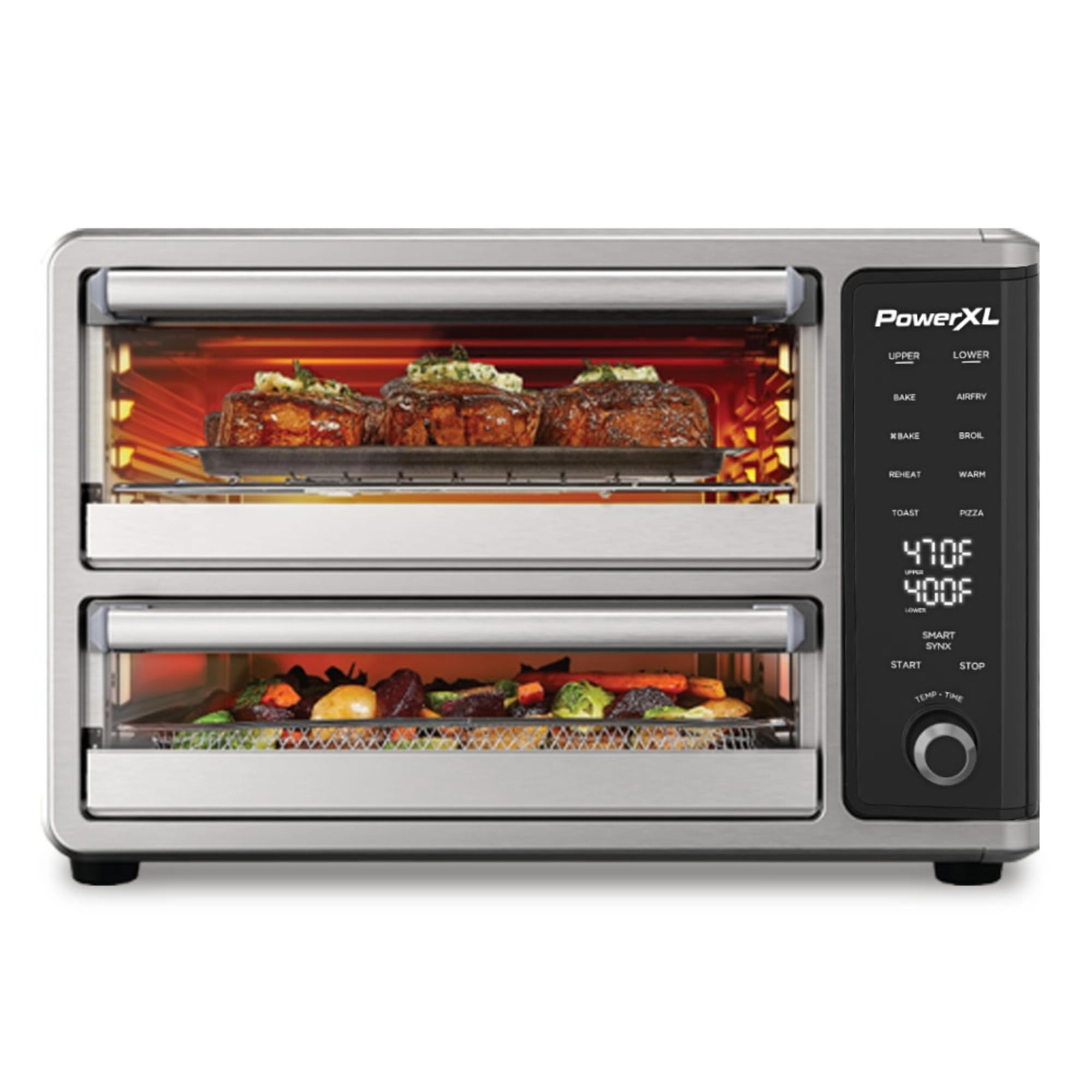 PowerXL SmartSynx, horno de doble puerta para cocinar dos platillos de forma independiente
