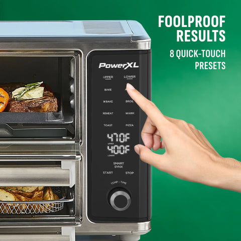 PowerXL SmartSynx, espacio para pizza de 12 pulgadas en la parrilla superior