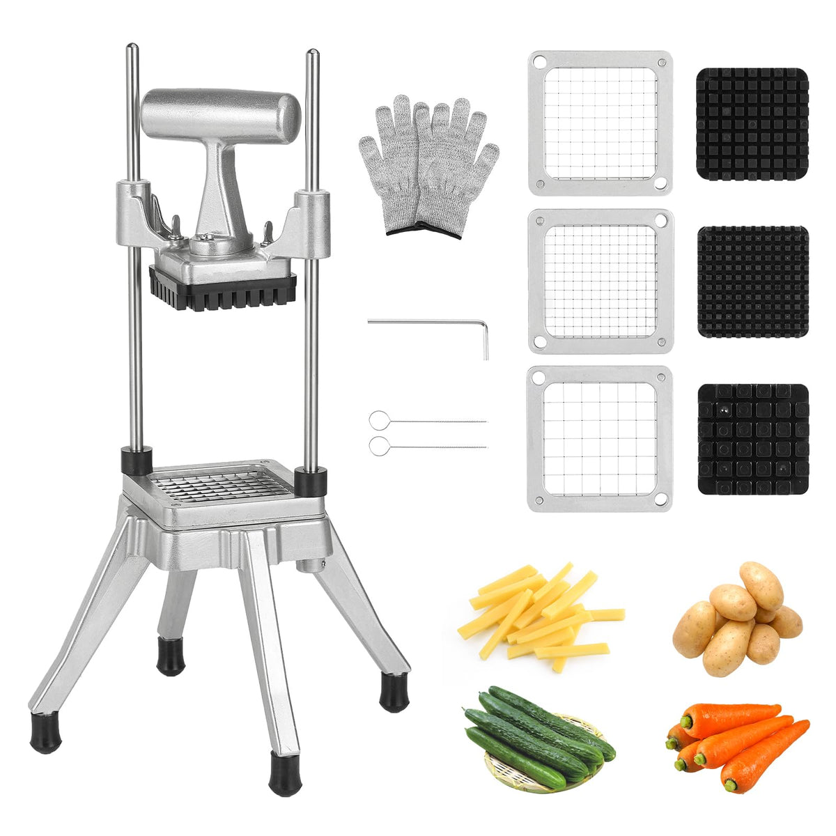 POWLAB picadora de verduras en acero inoxidable para cortes uniformes.