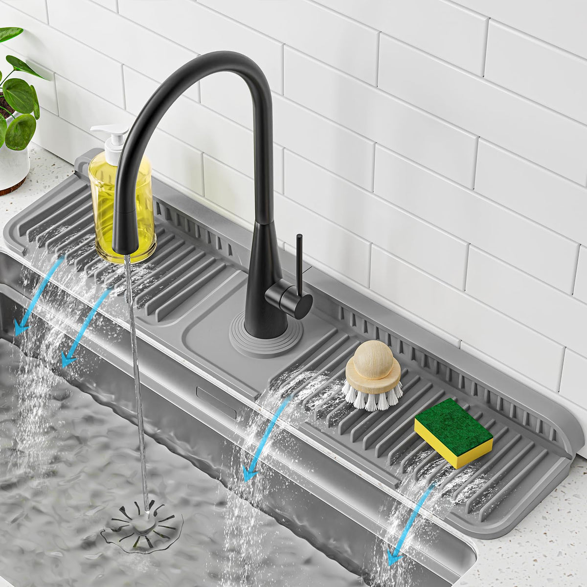 PoYang protector grifo cocina base, evita salpicaduras.