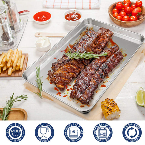 Bandeja P&P CHEF de 16x12 para hornear galletas, verduras y carnes.