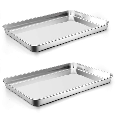 Bandeja P&P CHEF de 16 pulgadas en acero inoxidable, desmoldeo fácil gracias al acabado espejo.