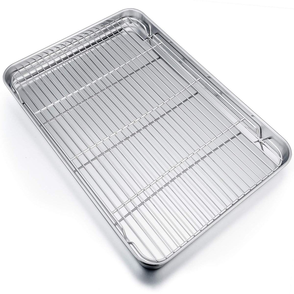 Bandeja de horno extragrande P&P CHEF con rejilla para hornear porciones grandes.