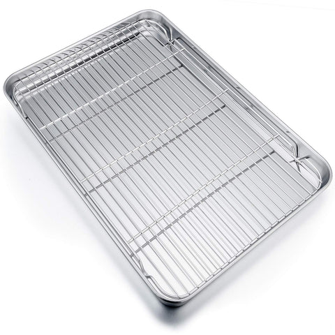 Bandeja de horno extragrande P&P CHEF con rejilla para hornear porciones grandes.