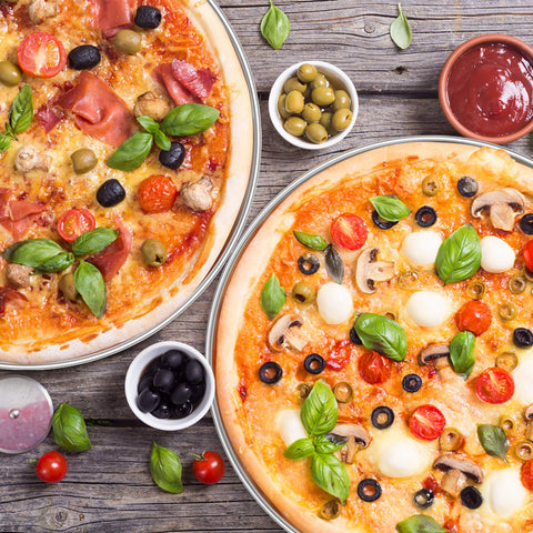 P&P CHEF: juego compacto para pizza 34 cm, ideal para reuniones.