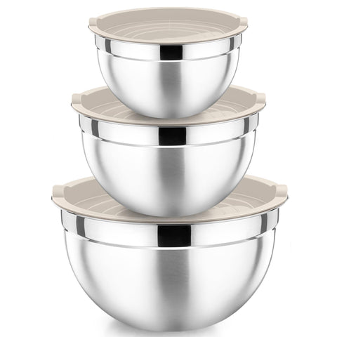 P&P CHEF, juego de tazones mezcladores caqui para batidos y mezclas en la cocina