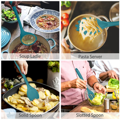 Cuchara sólida P&P CHEF, silicona suave que protege sartenes antiadherentes.