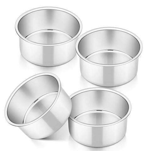 Moldes P&P CHEF redondos de 4 pulgadas para pasteles uniformes.