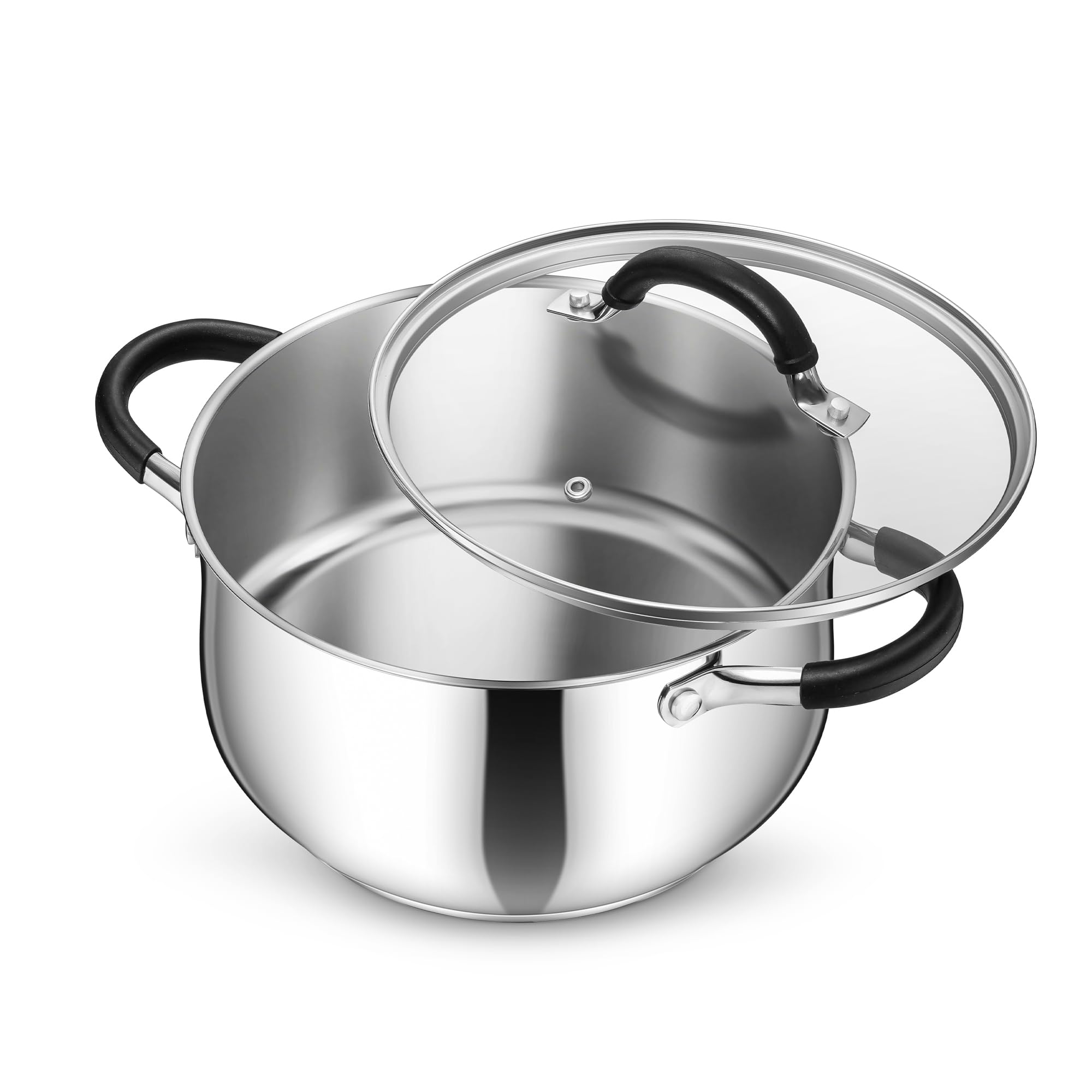 P&P CHEF Olla caldo 5qt con tapa visible para monitorizar la cocción