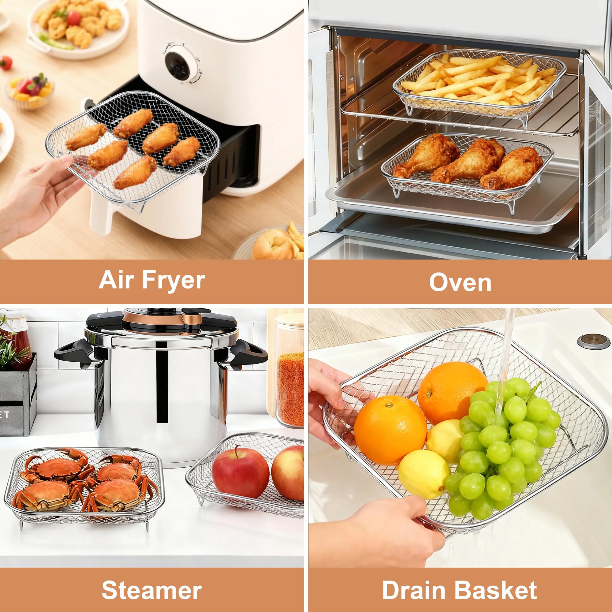 P&P CHEF pies elevados 0,83 pulgadas para apilabilidad estable.