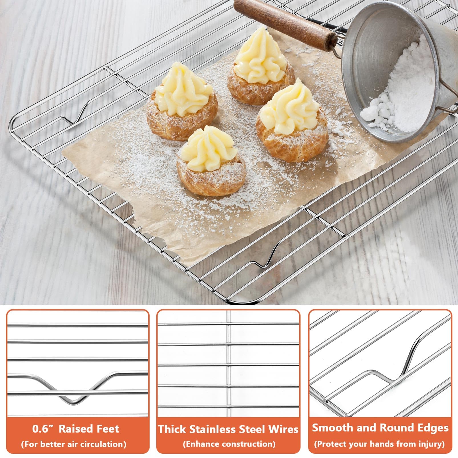 P&P CHEF Rejilla enfriamiento mini 8-6x6-2, ideal para bandejas pequeñas