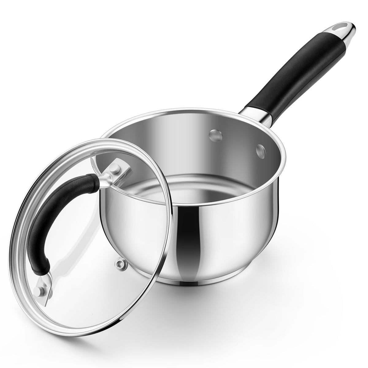 pp-chef sartén 1qt con tapa de vidrio para cocción rápida y controlada