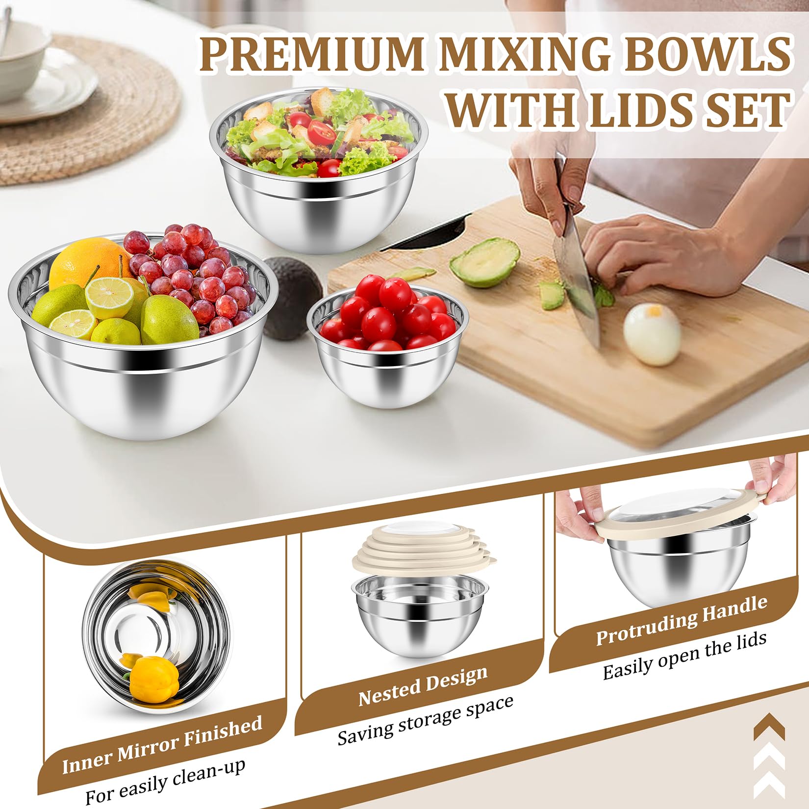 Tazones P&P CHEF de 0,7 qt, compactos para porciones.