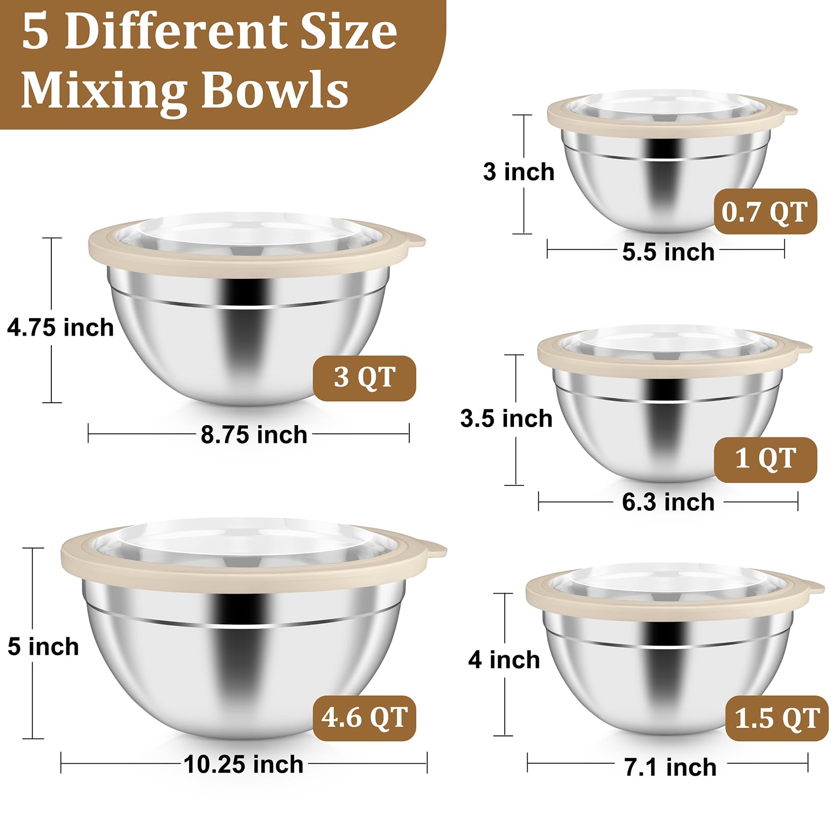 Tazones P&P CHEF de 3 qt con tapa visible, ideal para mezclar.