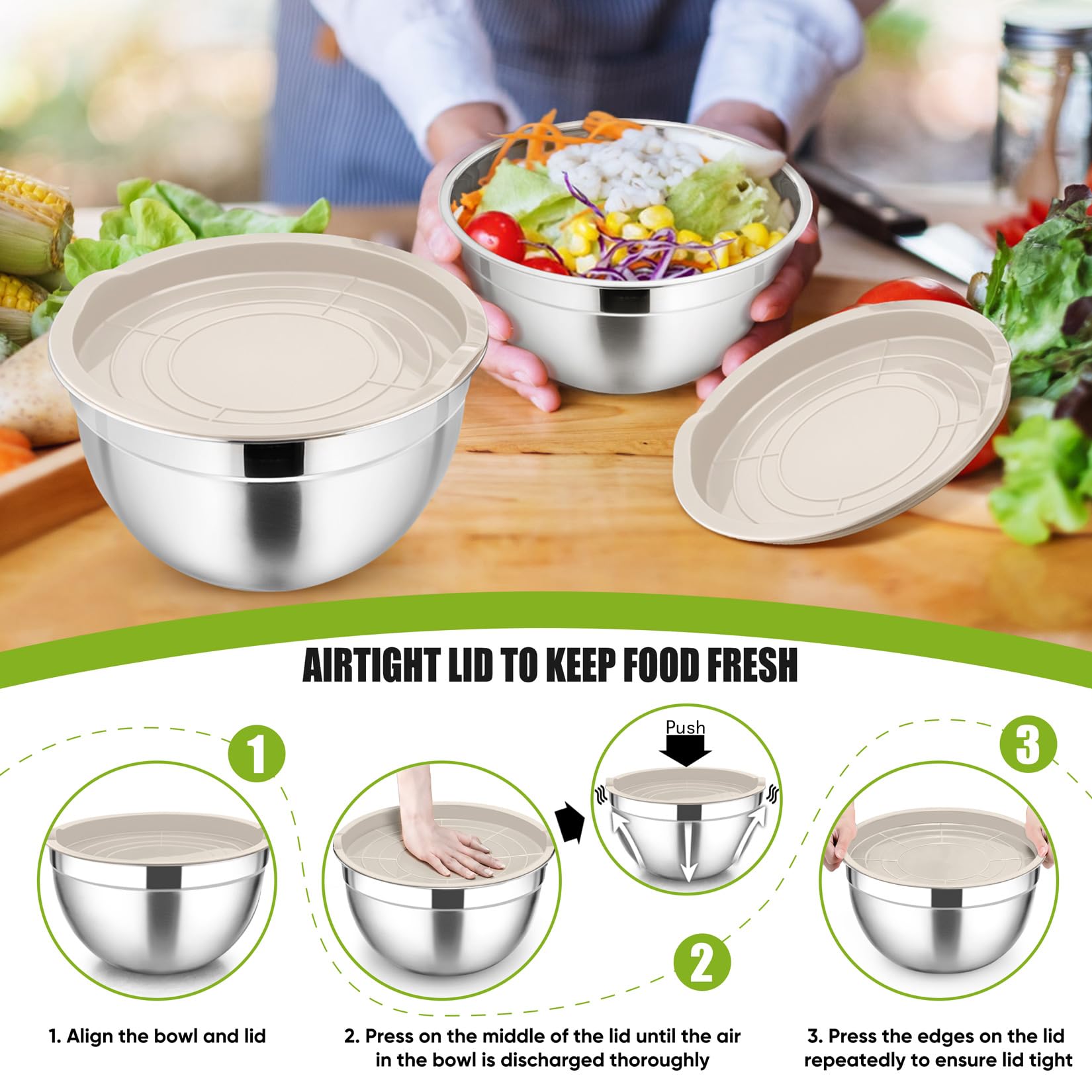 P&P CHEF, juego de tres tazones para preparación y servicio
