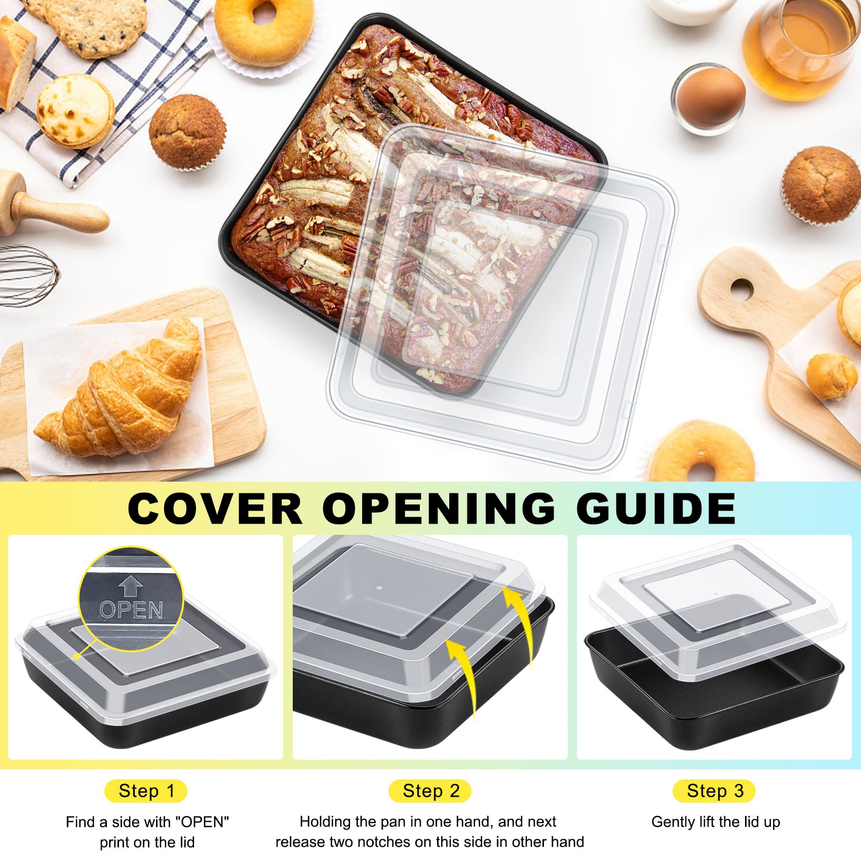 Apto para brownies y lasañas, útil para repostería diaria.