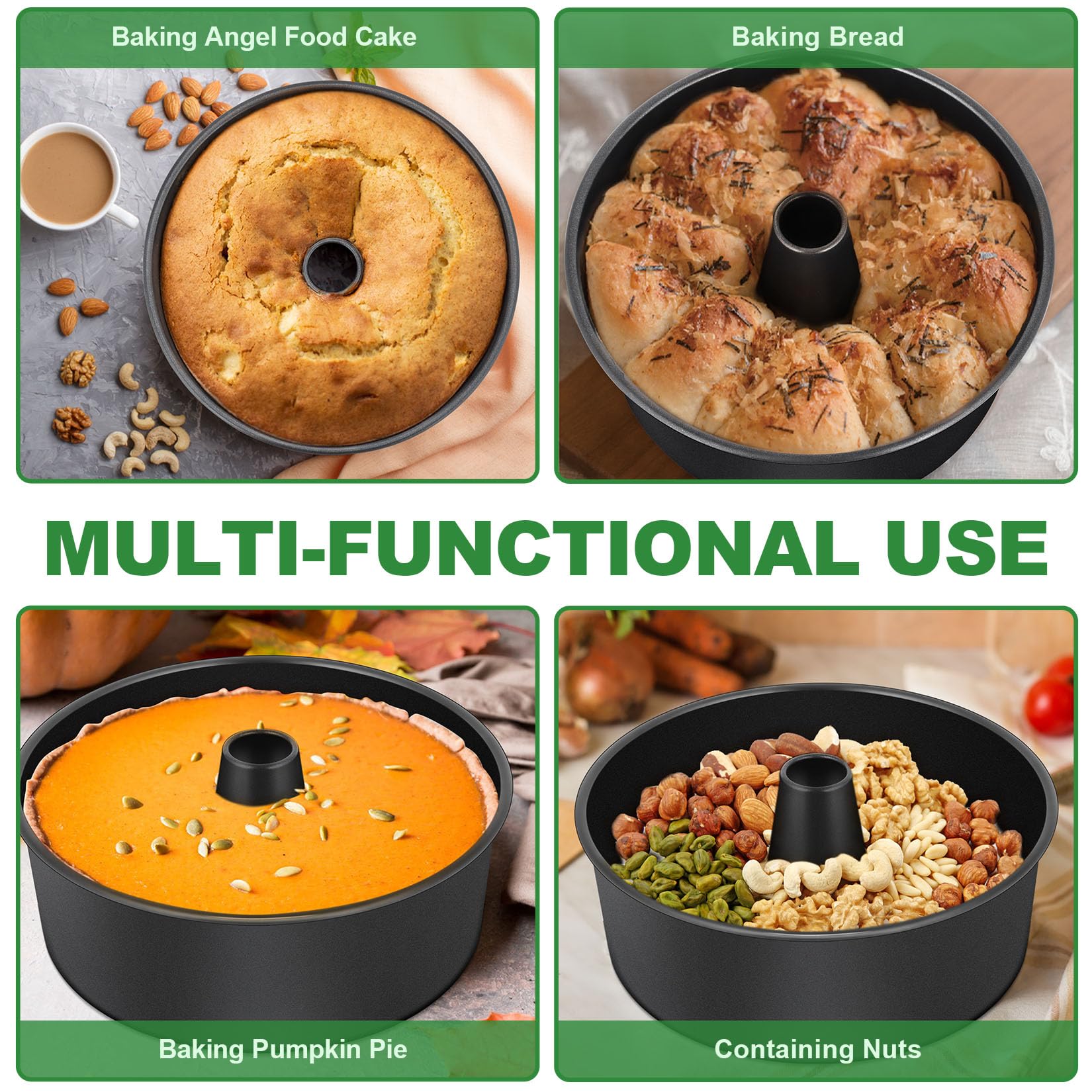 Molde multifuncional para angel cakes, chiffon y pound cake