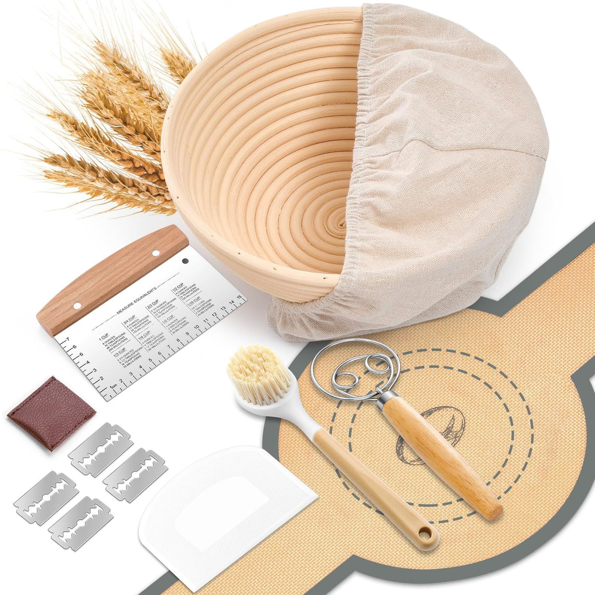 Cesta de fermentación redonda P&P CHEF para miga uniforme y corteza crujiente.