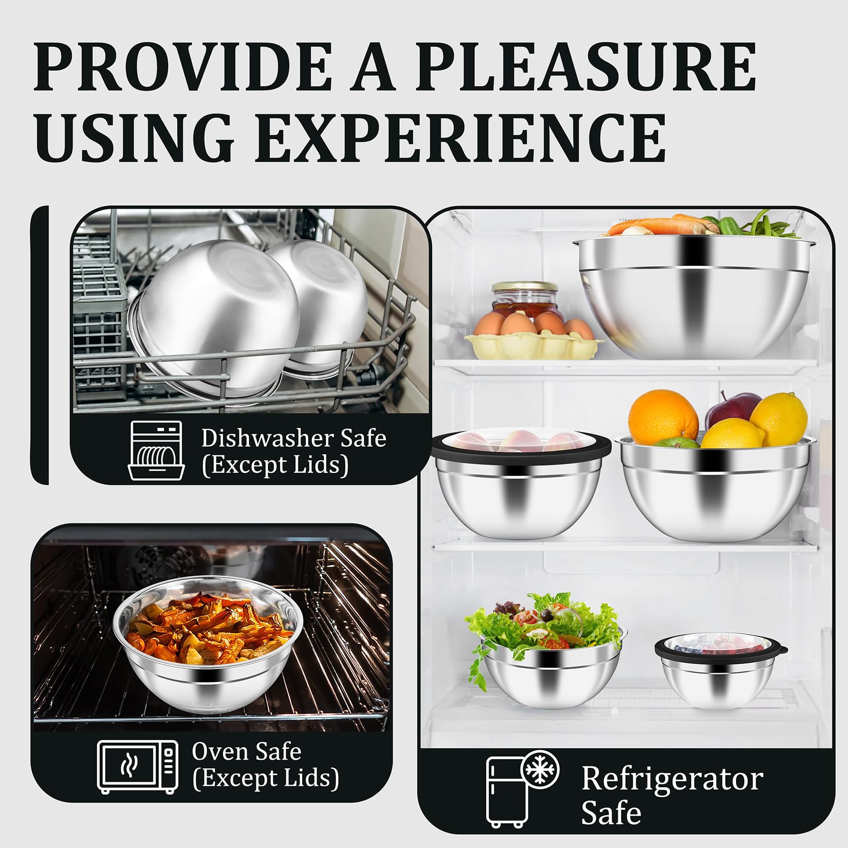 P&P CHEF cuencos apilables con diseño compacto para ahorro de espacio