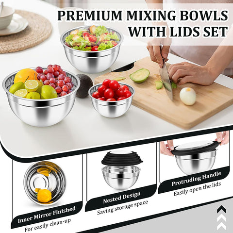 P&P CHEF cuencos 0.7qt con tapas visibles para porciones pequeñas