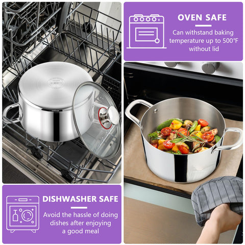 Olla Tri-Ply P&P CHEF 5 cuartos con usos versátiles para sopa y guisos.