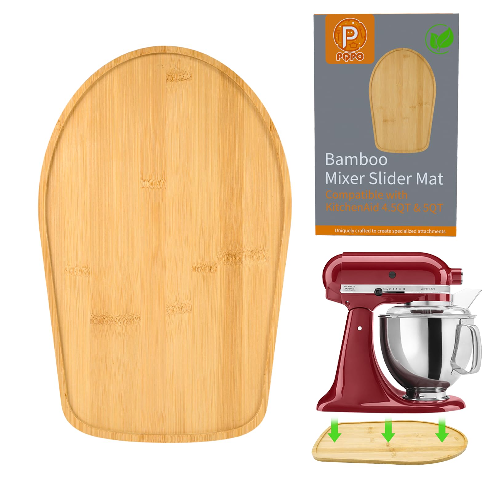 PQPO deslizador de bambú para mezclar KitchenAid 4,5-qt facilita manejo cómodo
