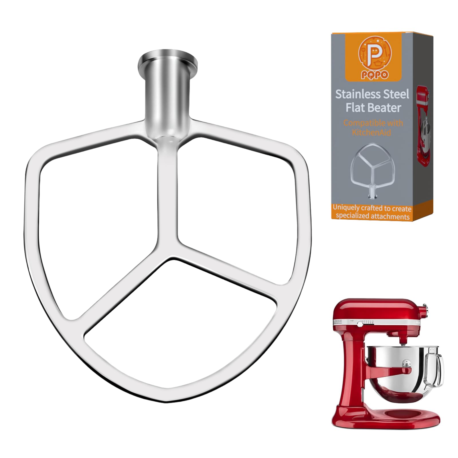 Batidora plana PQPO de 6qt en acero inoxidable para masas homogéneas en casa