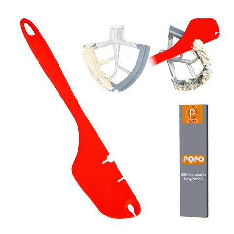 PQPO espátula de silicona 12 pulgadas con diseño con muescas para limpiar mezclas