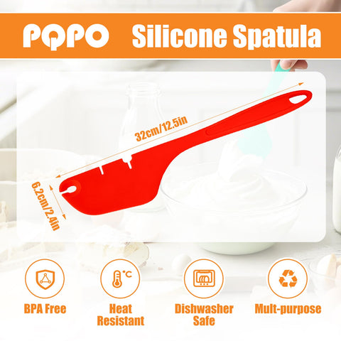 PQPO espátula silicona 12 pulgadas uso 2 en 1 para batidos y cocción