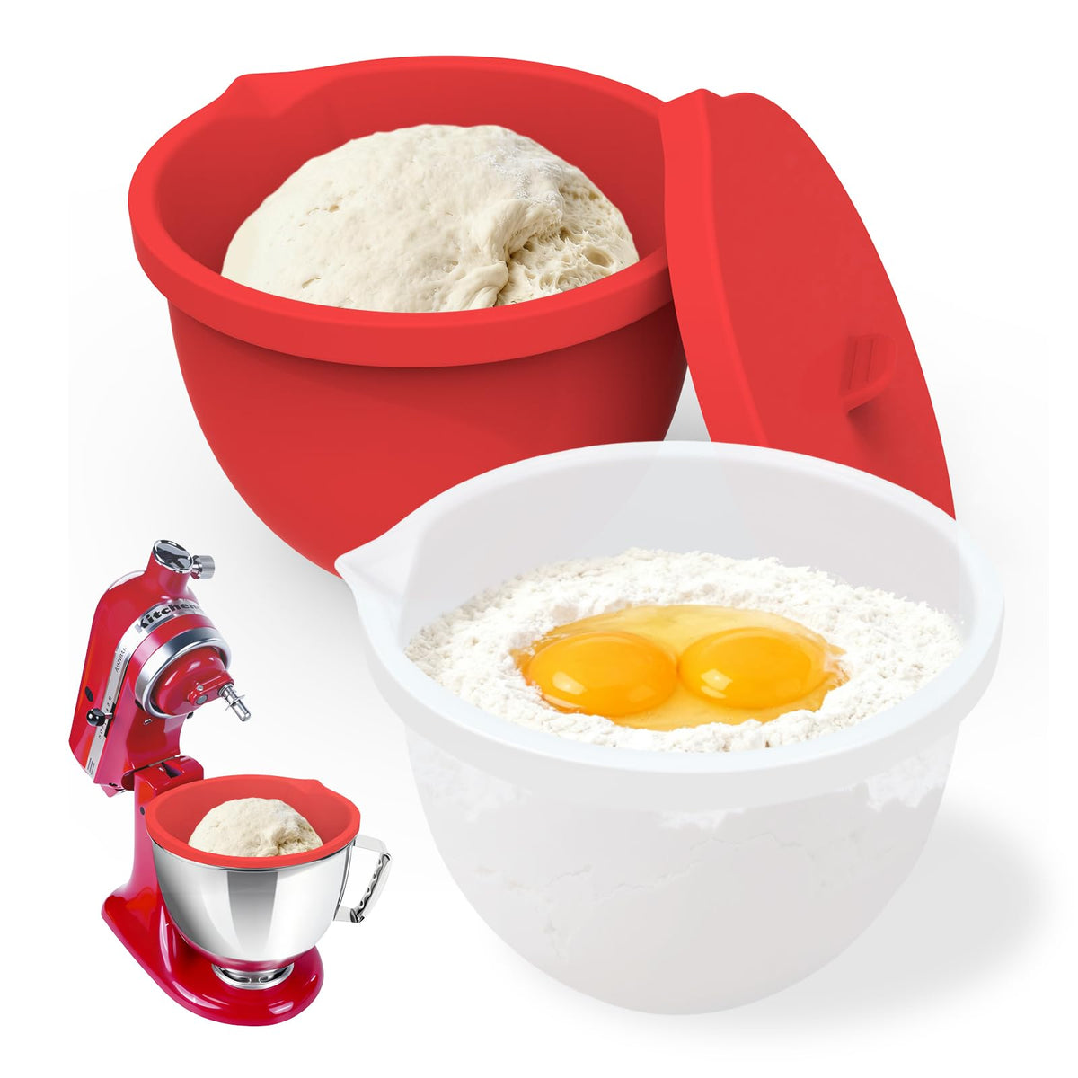 PQPO liners de silicona para tazón KitchenAid 4.5–5 Qt, mezcla estable.