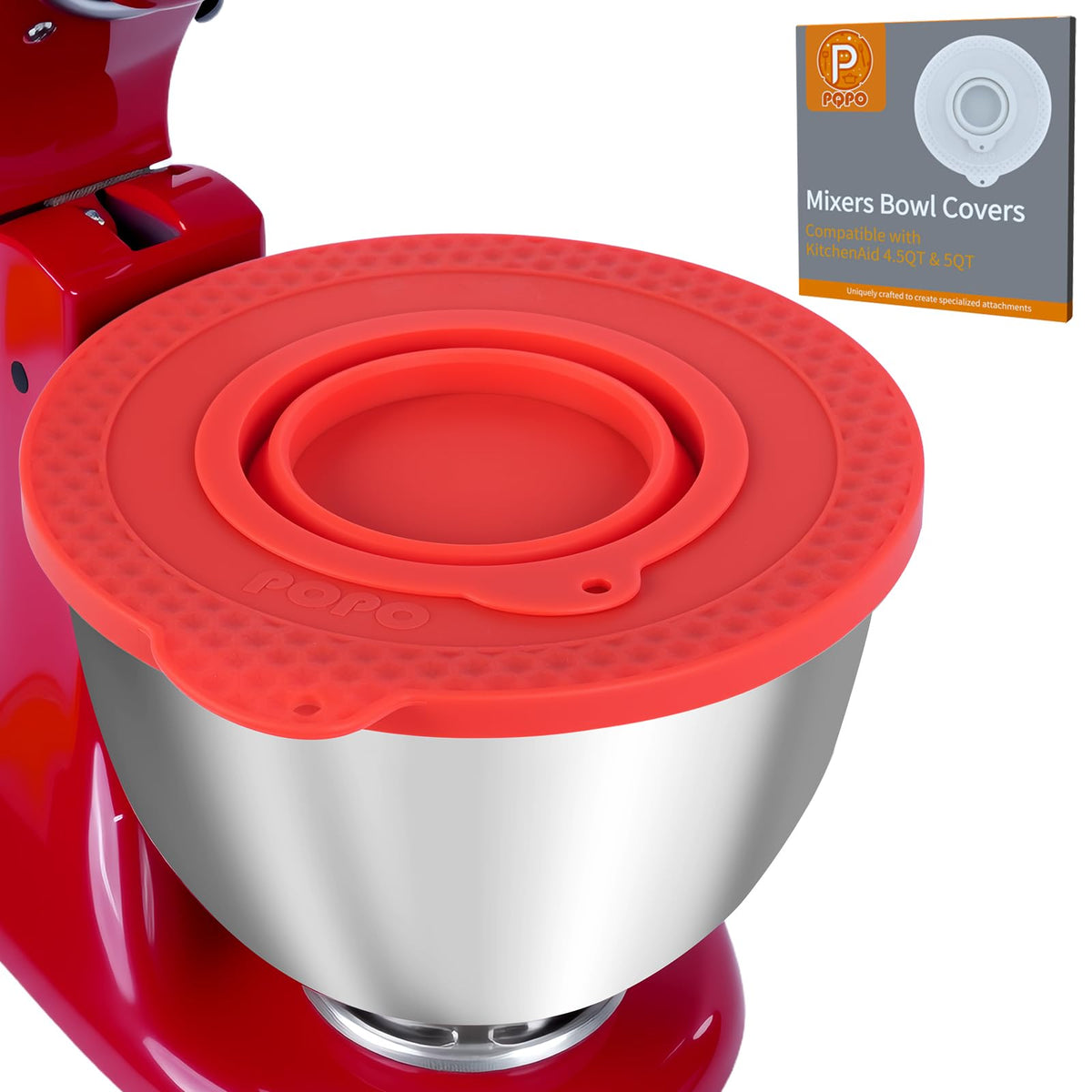 PQPO tapa de bol de silicona para KitchenAid, protege contra salpicaduras en la cocina.