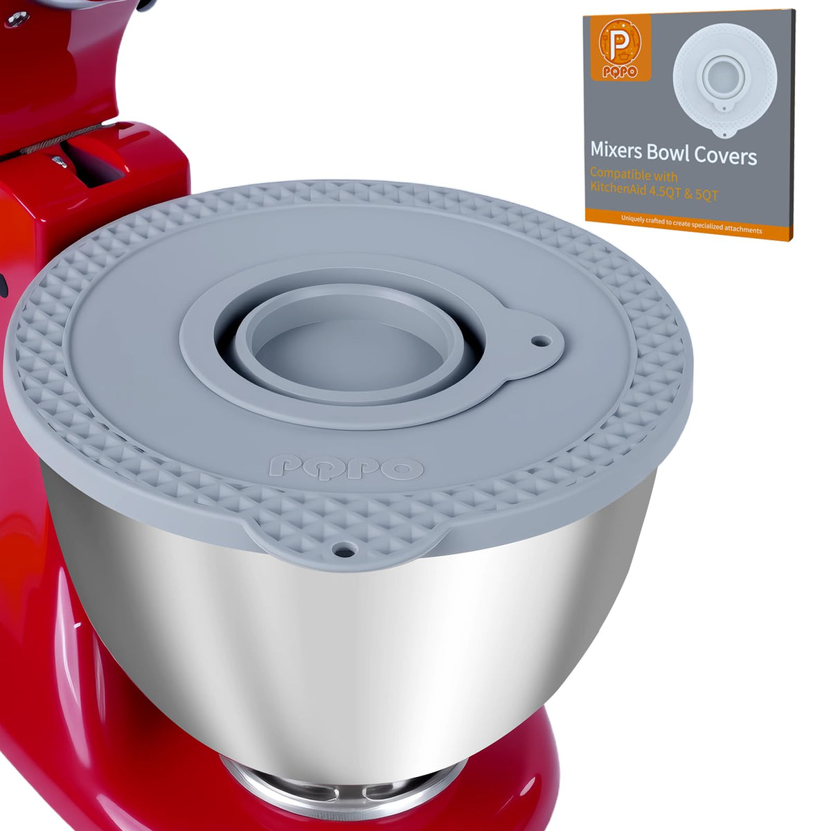 PQPO tapa de silicona para cuenco KitchenAid, sellado estable para evitar salpicaduras.