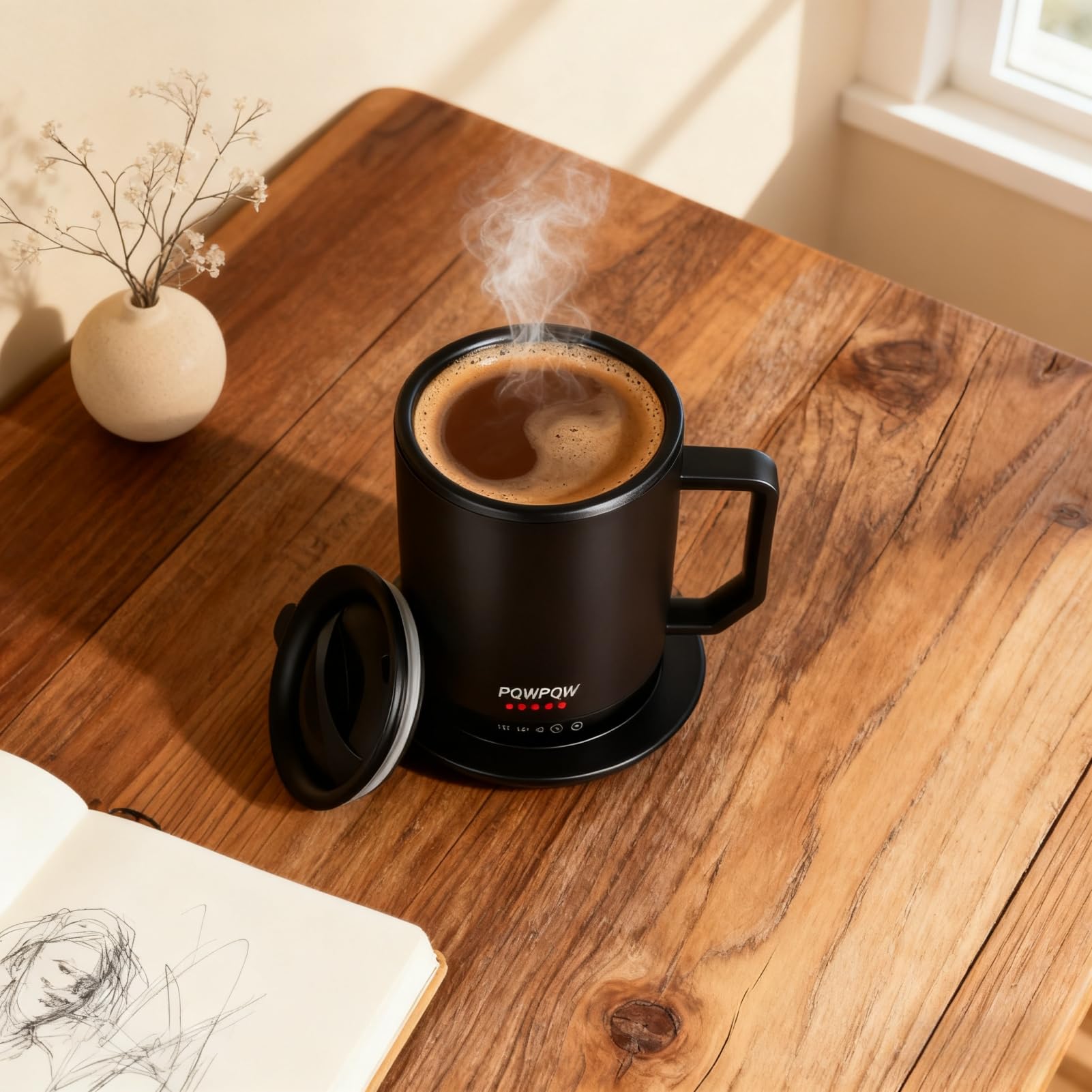 PQWPQW paquete incluye taza, base de carga y tapa hermética para viajes