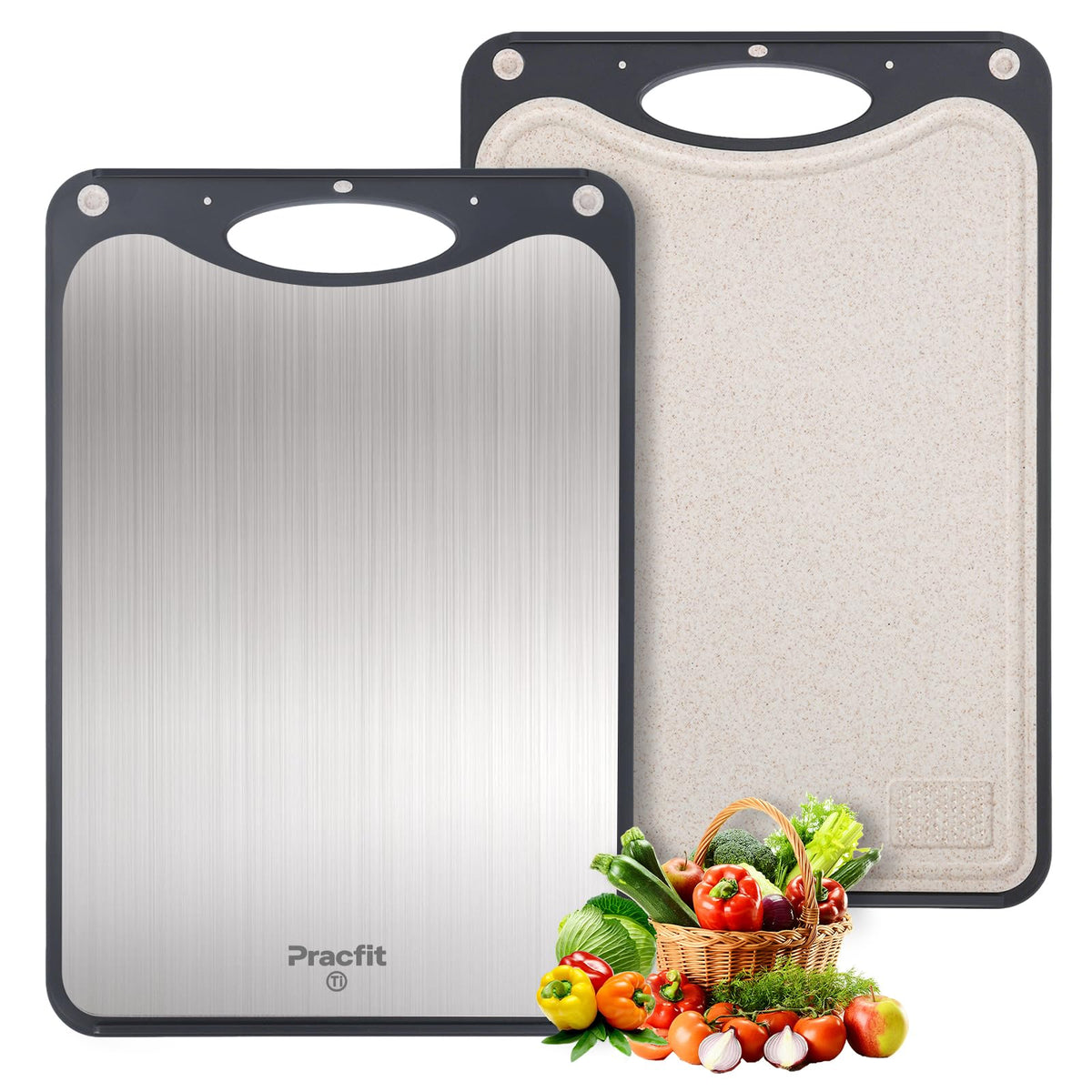 Pracfit tabla de cortar titanio para carne, higiene y cortes precisos.