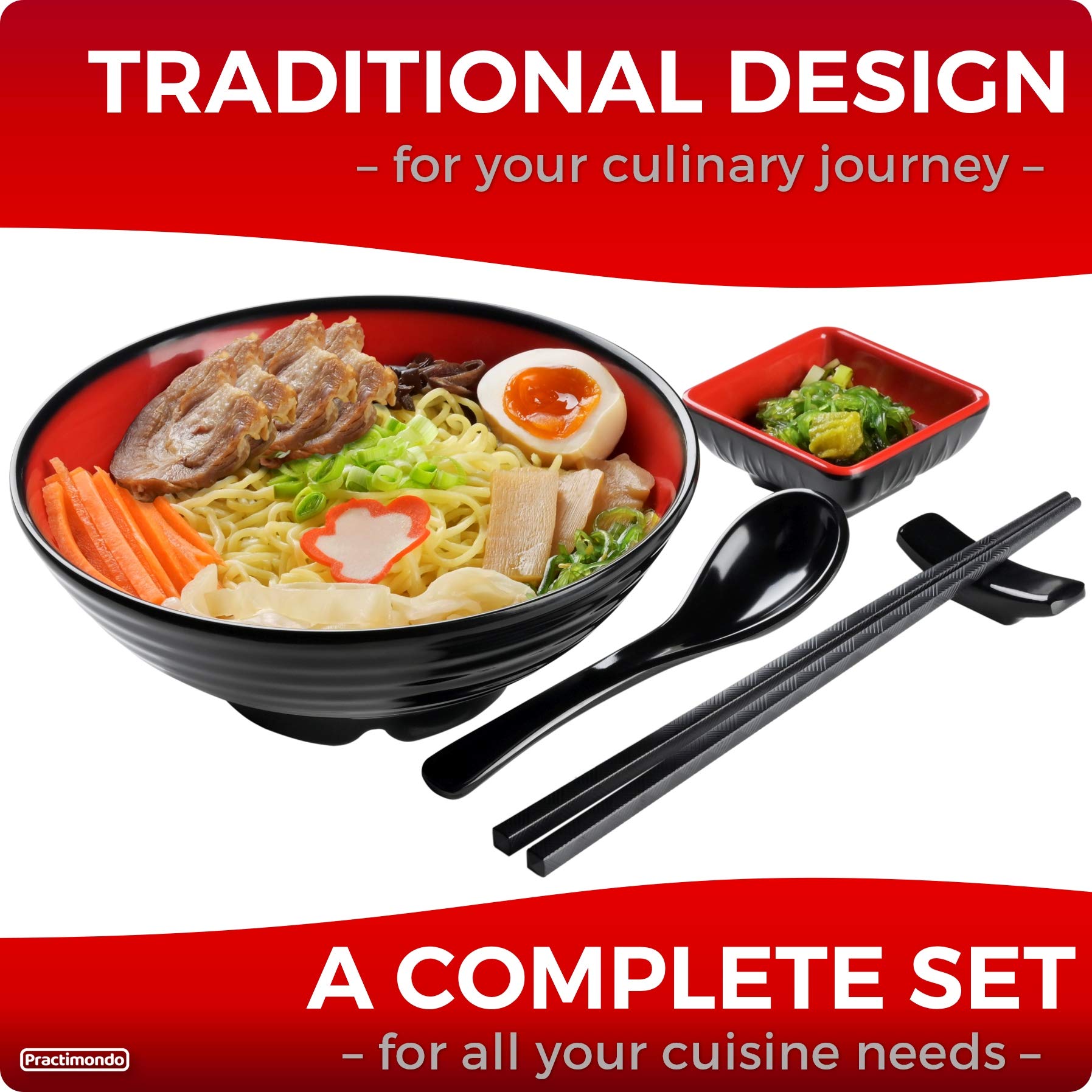 Practimondo cucharas para ramen con diseño ergonómico.