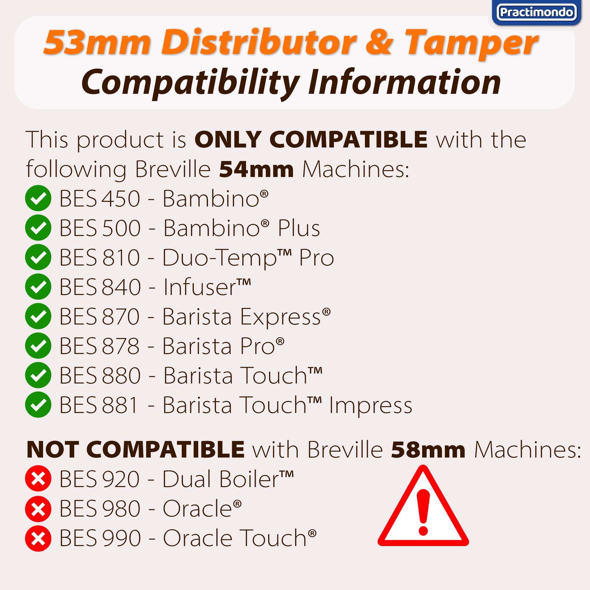 Distribuidor y nivelador 53mm Practimondo para una presión constante
