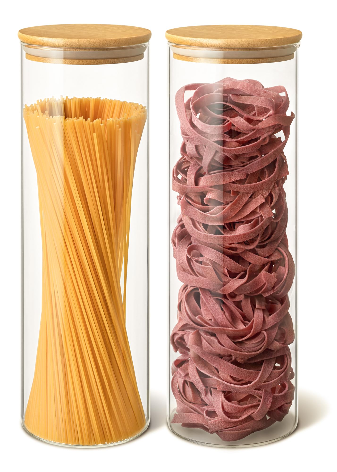 Praknu jarras de vidrio 67oz frente, almacenamiento elegante de pasta