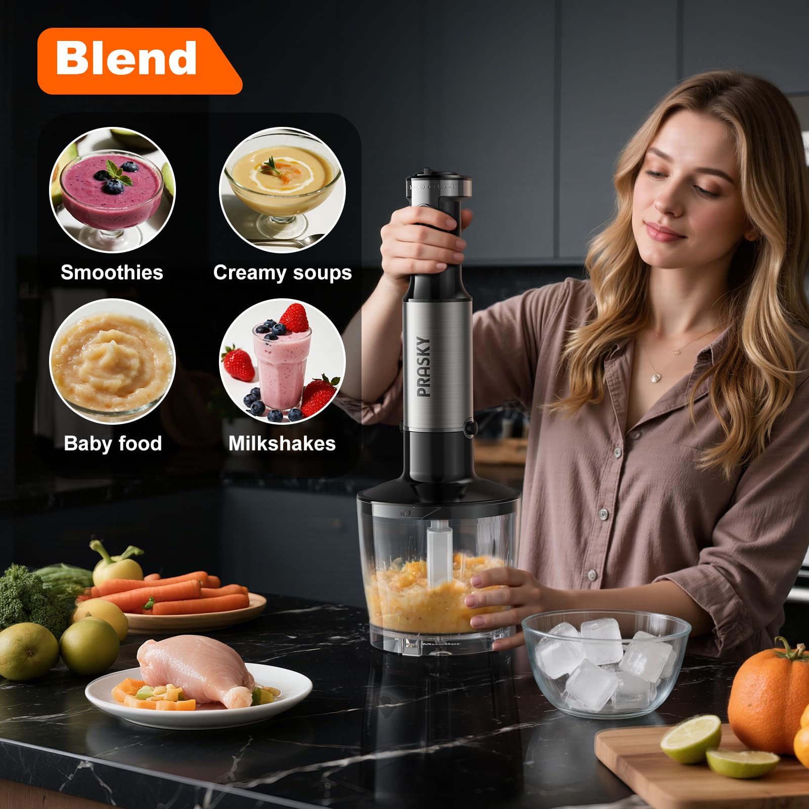Prasky picadora 500 ml para cortar verduras rápida y limpia